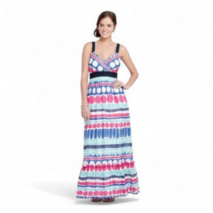 Vineyard Vines Carolina Ocean Splash Maxi Dress | Coastal Cotton Silk Sz 8